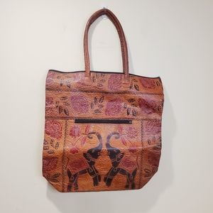 Genuine Leather tote bag Brown